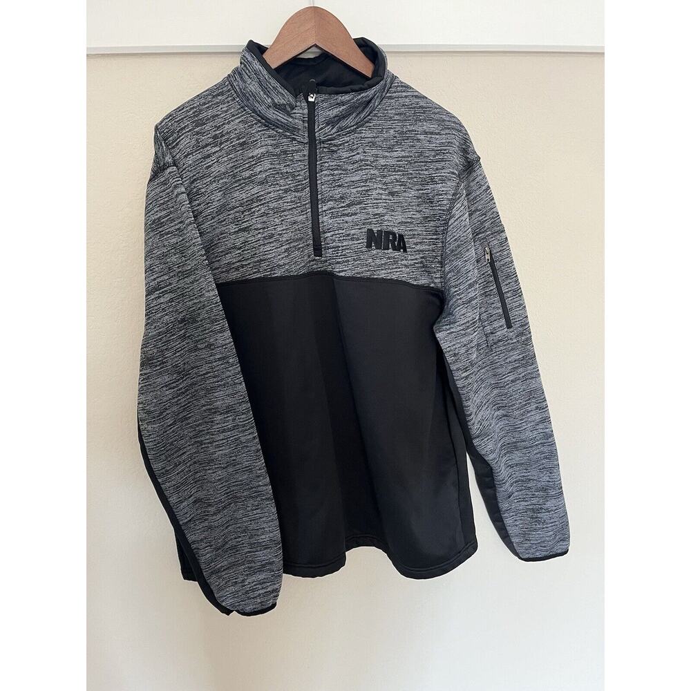 NRA Sweater Mens XL Black Gray Long Sleeve National Rifle Association 1/4 Zip